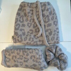 🐆 NWT CozyChic® Leopard Print Scrunchie & Socks Gift Set | Linen/Warm Gray